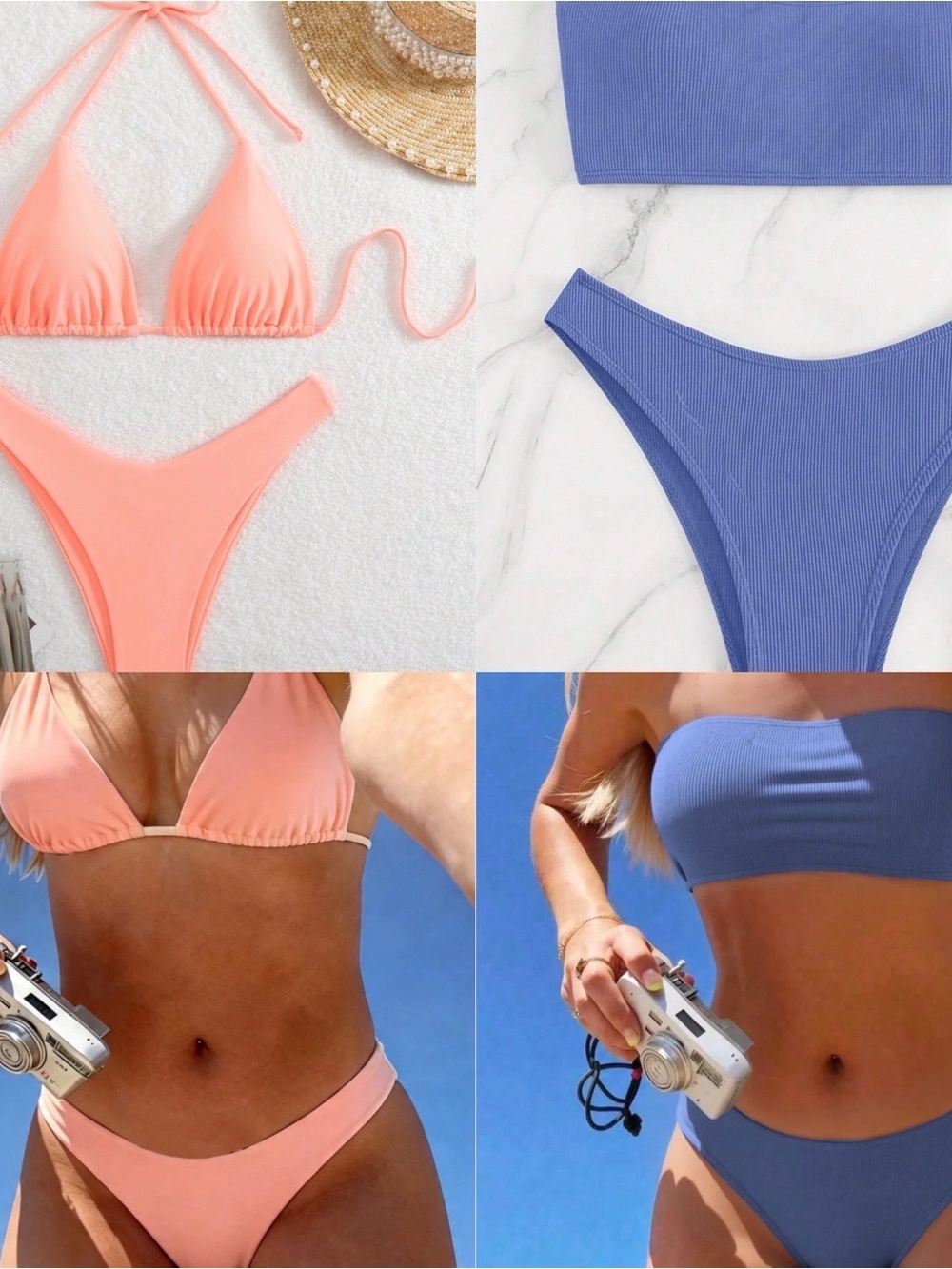 2 BIKINIS - peach & periwinkle